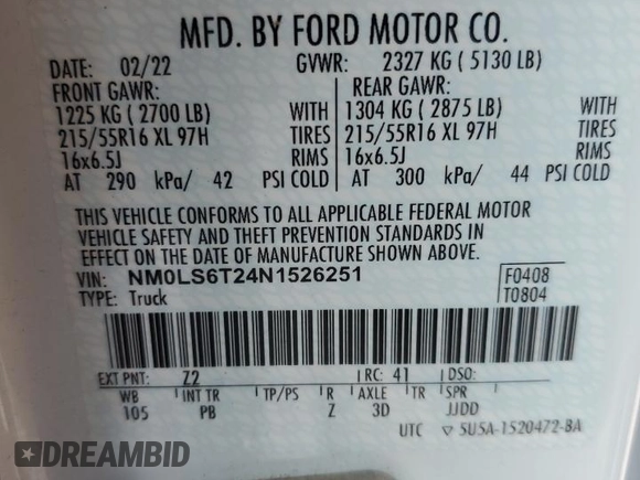 2022 Ford Transit Connect с VIN NM0LS6T24N1526251, выставлен на аукционе Copart как лот 50924043 с пробегом Не указан миль и . История ставок и продаж доступна на DreamBid. Изображение 13.