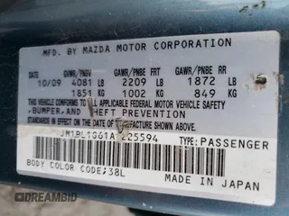 2010 Mazda 3 S Sport with VIN JM1BL1S61A1225594, listed as a Copart auction lot 82259844 with 162,262 mi miles and Salvage Title. Bid and sale history available at DreamBid. Image 12.