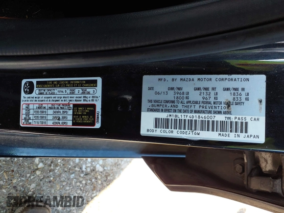 2013 Mazda 3 i SV with VIN JM1BL1TF4D1846007, listed as a IAAI auction lot 42206373 with 94,291 mi miles and . Bid and sale history available at DreamBid. Image 9.