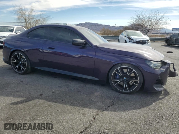 2022 BMW 2 Series M240i xDrive with VIN 3MW53CM0XN8C61591, listed as a Copart auction lot 45224845 with 24,015 mi miles and Salvage title. Bid and sale history available at DreamBid. Image 4.