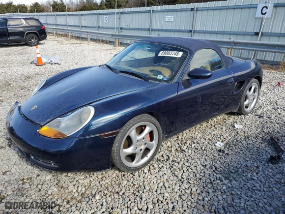2000 Porsche Boxster S with VIN WP0CB298XYU662801, listed as a Copart auction lot 89003745 with 204,365 mi miles and Salvage Title. Bid and sale history available at carsss.com. Image 1.