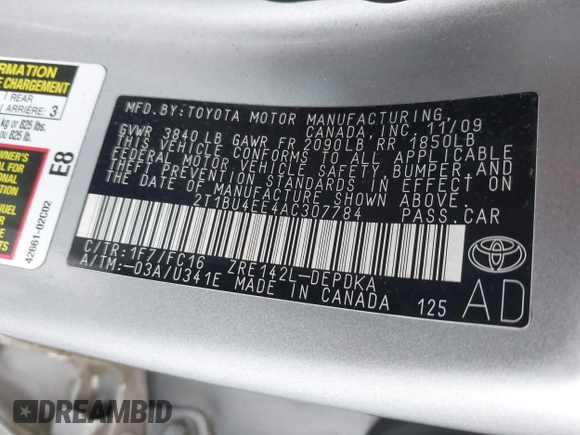 2010 Toyota Corolla z VIN 2T1BU4EE4AC307784, wystawiony jako IAAI lot #42315242 z przebiegiem 51 381 mil mil oraz . Historia ofert i sprzedaży dostępna na DreamBid. Obrazek 9.