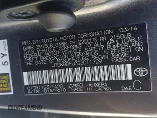 2016 Toyota Prius Two with VIN JTDKBRFU3G3011729, listed as a Copart auction lot 55292675 with 51,929 mi miles and Salvage Title. Bid and sale history available at DreamBid. Image 12.
