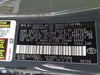 2025 Toyota Camry LE z VIN 4T1DAACK7SU531768, wystawiony jako IAAI lot #42187559 z przebiegiem 26 348 mil mil oraz . Historia ofert i sprzedaży dostępna na DreamBid. Obrazek 9.