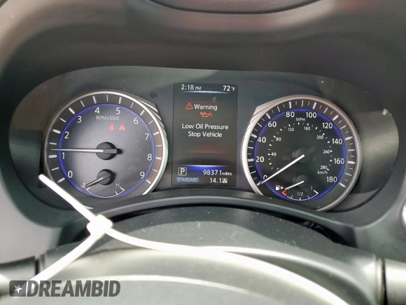 2016 Infiniti Q50 Premium with VIN JN1EV7AP1GM304441, listed as a Copart auction lot 58444905 with 98,371 mi miles and Salvage title. Bid and sale history available at DreamBid. Image 9.