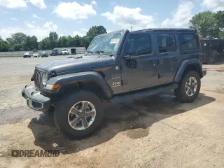 2021 Jeep Wrangler Unlimited Sahara with VIN 1C4HJXENXMW625845, listed as a Copart auction lot 64011475 with 97,505 mi miles and Salvage title. Bid and sale history available at DreamBid. Image 1.