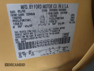 2002 Ford Escape with VIN 1FMCU02162KC27753, listed as a IAAI auction lot 41663420 with 187,823 mi miles and . Bid and sale history available at DreamBid. Image 9.