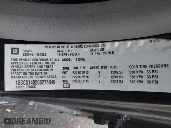 2006 Chevrolet Colorado LS z VIN 1GCCS148268275649, wystawiony jako IAAI lot #42142961 z przebiegiem 191 583 mil mil oraz . Historia ofert i sprzedaży dostępna na DreamBid. Obrazek 9.