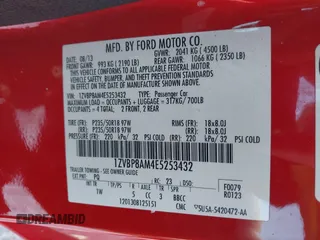 2014 Ford Mustang V6 with VIN 1ZVBP8AM4E5253432, listed as a IAAI auction lot 41316963 with 145,150 mi miles and . Bid and sale history available at carsss.com. Image 9.