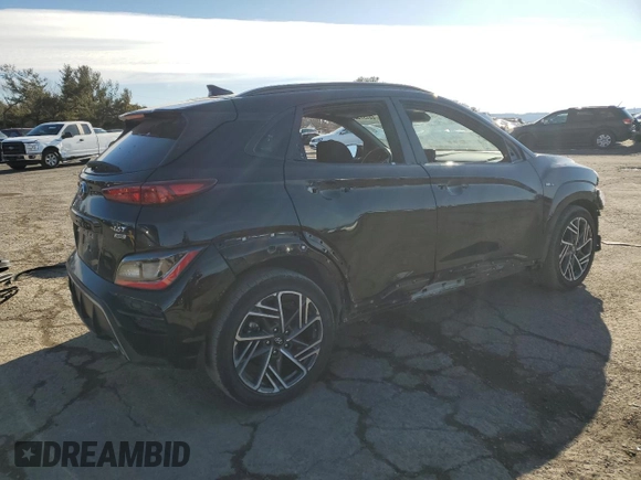 2023 Hyundai Kona N Line with VIN KM8K3CA30PU012643, listed as a Copart auction lot 44437365 with 39,334 mi miles and Salvage Title. Bid and sale history available at carsss.com. Image 3.