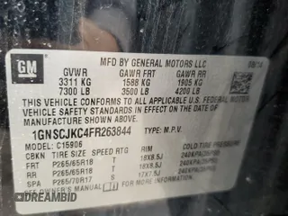 2015 Chevrolet Suburban LT with VIN 1GNSCJKC4FR263844, listed as a Copart auction lot 49231755 with Not provided miles and Salvage title. Bid and sale history available at DreamBid. Image 13.