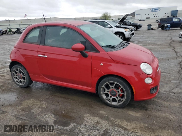 2013 FIAT 500 Sport with VIN 3C3CFFBR5DT599680, listed as a Copart auction lot 50015055 with 62,510 mi miles and Salvage Title. Bid and sale history available at carsss.com. Image 4.
