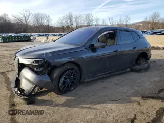 2024 BMW iX xDrive50 with VIN WB523CF02RCP06595, listed as a Copart auction lot 44179575 with 0 mi miles and Salvage Title. Bid and sale history available at carsss.com. Image 1.