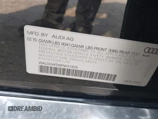 2015 Audi A8 4.0T z VIN WAU32AFD6FN031625, wystawiony jako IAAI lot #42498415 z przebiegiem 95 130 mil mil oraz . Historia ofert i sprzedaży dostępna na DreamBid. Obrazek 9.