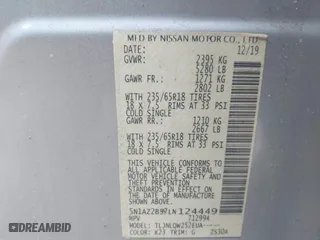 2020 Nissan Murano SV with VIN 5N1AZ2BS7LN124449, listed as a IAAI auction lot 41775387 with 106,558 mi miles. Bid and sale history available at carsss.com. Image 9.