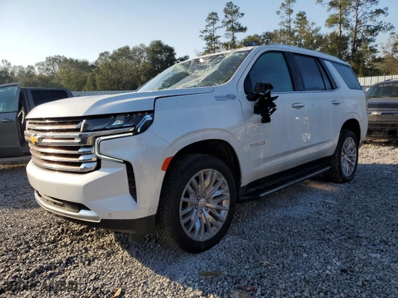 2023 Chevrolet Tahoe High Country with VIN 1GNSKTKLXPR549617, listed as a Copart auction lot 74055114 with 18,394 mi miles and Salvage Title. Bid and sale history available at carsss.com. Image 1.