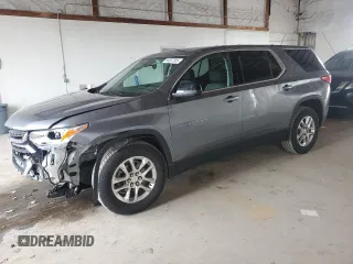 2021 Chevrolet Traverse LS with VIN 1GNEVFKW3MJ145147, listed as a Copart auction lot 56657805 with 52,221 mi miles and Salvage title. Bid and sale history available at DreamBid. Image 1.