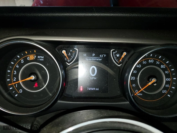 2018 Jeep Wrangler Unlimited Sport with VIN 1C4HJXDN8JW206681, listed as a Copart auction lot 49619615 with 74,949 mi miles and Salvage Title. Bid and sale history available at carsss.com. Image 9.