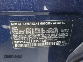 2018 BMW X2 sDrive28i z VIN WBXYJ3C31JEP76135, wystawiony jako IAAI lot #42136753 z przebiegiem 21 377 mil mil oraz . Historia ofert i sprzedaży dostępna na DreamBid. Obrazek 9.
