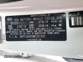 2021 Kia Forte LXS with VIN 3KPF24AD0ME331333, listed as a Copart auction lot 88136905 with 31,023 mi miles and Salvage title. Bid and sale history available at DreamBid. Image 13.