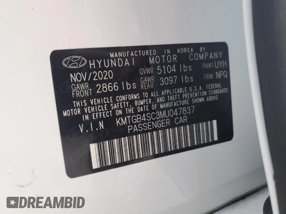 2021 Genesis G80 2.5T with VIN KMTGB4SC3MU047837, listed as a Copart auction lot 85283244 with 52,992 mi miles and Salvage Title. Bid and sale history available at DreamBid. Image 12.