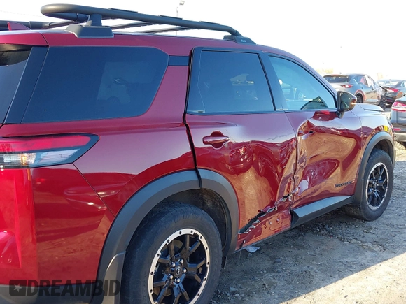 2023 Nissan Pathfinder Rock Creek with VIN 5N1DR3BD2PC201346, listed as a IAAI auction lot 41497308 with 49,827 mi miles and . Bid and sale history available at DreamBid. Image 6.