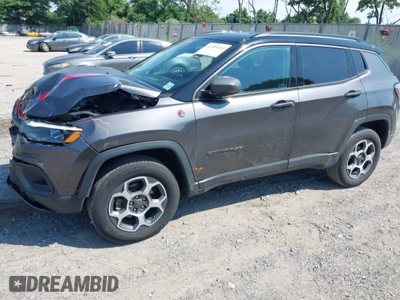 2022 Jeep Compass Trailhawk with VIN 3C4NJDDB9NT160748, listed as a IAAI auction lot 42589269 with 53,092 mi miles and . Bid and sale history available at DreamBid. Image 2.