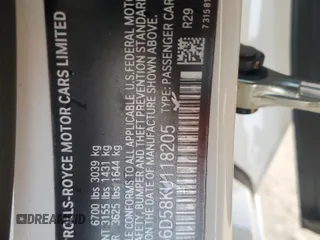 2019 Rolls-Royce Dawn z VIN SCA666D58KU118205, wystawiony jako Copart lot #78708804 z przebiegiem 10 000 mil mil oraz Nie do naprawy. Historia ofert i sprzedaży dostępna na DreamBid. Obrazek 13.