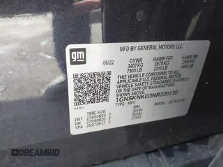 2022 Chevrolet Tahoe LT with VIN 1GNSKNKD3NR330130, listed as a IAAI auction lot 41595793 with 39,484 mi miles and . Bid and sale history available at DreamBid. Image 9.