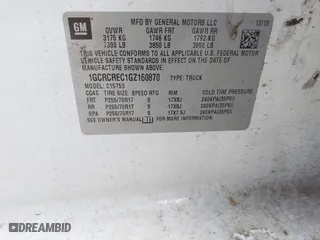 2016 Chevrolet Silverado 1500 LT with VIN 1GCRCREC1GZ160870, listed as a IAAI auction lot 41371964 with 1 mi miles. Bid and sale history available at carsss.com. Image 9.