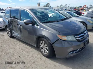 2014 Honda Odyssey EX z VIN 5FNRL5H41EB050210, wystawiony jako IAAI lot #41583740 z przebiegiem 131 760 mil mil oraz . Historia ofert i sprzedaży dostępna na DreamBid. Obrazek 1.
