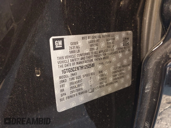 2017 GMC Canyon 2WD SLE with VIN 1GTG5CEN7H1252548, listed as a IAAI auction lot 41824257 with 89,932 mi miles. Bid and sale history available at carsss.com. Image 9.