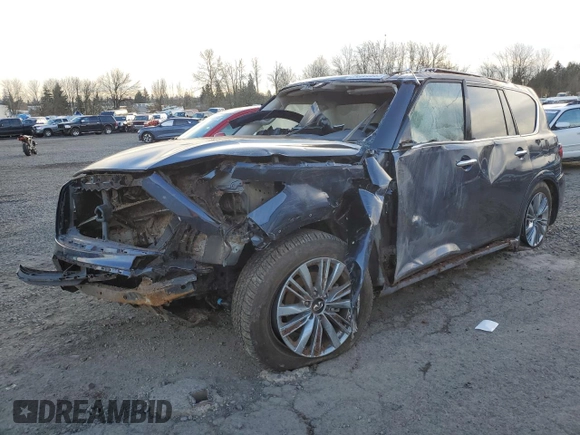 2024 Infiniti QX80 LUXE with VIN JN8AZ2AE5R9329984, listed as a Copart auction lot 42570855 with 0 mi miles and Non Repairable. Bid and sale history available at carsss.com. Image 1.