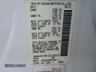 2011 Nissan Titan SL with VIN 1N6AA0EC7BN323825, listed as a Copart auction lot 46978315 with 143,228 mi miles and Salvage Title. Bid and sale history available at carsss.com. Image 12.