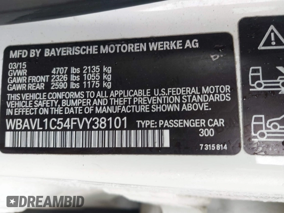 2015 BMW X1 xDrive28i z VIN WBAVL1C54FVY38101, wystawiony jako IAAI lot #41344120 z przebiegiem 130 000 mil mil oraz . Historia ofert i sprzedaży dostępna na DreamBid. Obrazek 9.