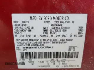 2018 Ford Explorer Platinum with VIN 1FM5K8HT1JGC57041, listed as a Copart auction lot 45741235 with 98,236 mi miles and Salvage Title. Bid and sale history available at carsss.com. Image 13.