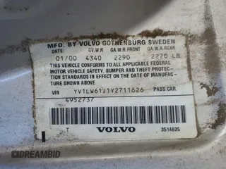 2000 Volvo V70 with VIN YV1LW61J1Y2711626, listed as a Copart auction lot 89010795 with 0 mi miles and Clean Title. Bid and sale history available at carsss.com. Image 12.