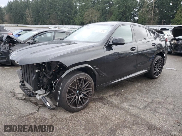 2024 BMW X6 M with VIN 5YM23ET08R9V15689, listed as a Copart auction lot 86357404 with 9,847 mi miles and Salvage Title. Bid and sale history available at carsss.com. Image 1.