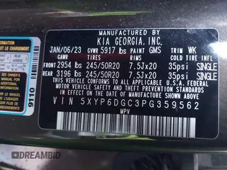 2023 Kia Telluride S с VIN 5XYP6DGC3PG359562, выставлен на аукционе IAAI как лот 41932642 с пробегом 46 681 миль миль и . История ставок и продаж доступна на DreamBid. Изображение 9.