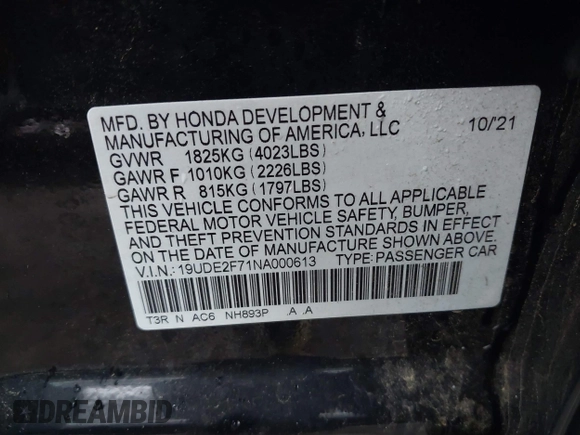 2022 Acura ILX Premium with VIN 19UDE2F71NA000613, listed as a IAAI auction lot 42179140 with 44,033 mi miles and . Bid and sale history available at DreamBid. Image 9.