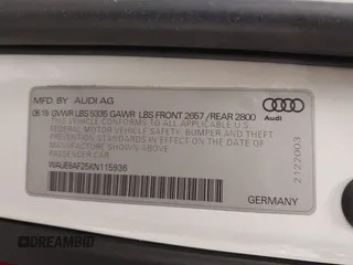 2019 Audi A6 Premium Plus with VIN WAUE8AF25KN115936, listed as a IAAI auction lot 41857722 with 61,375 mi miles. Bid and sale history available at carsss.com. Image 9.