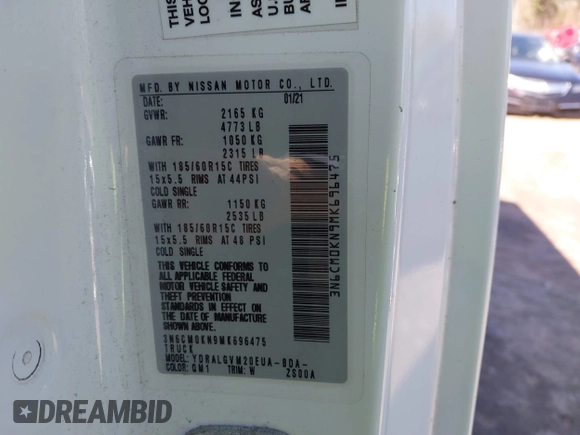 2021 Nissan NV200 SV с VIN 3N6CM0KN9MK696475, выставлен на аукционе IAAI как лот 41832329 с пробегом 84 375 миль миль и . История ставок и продаж доступна на DreamBid. Изображение 9.