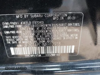 2021 Subaru Crosstrek Premium с VIN JF2GTAPC7M8312918, выставлен на аукционе IAAI как лот 42764282 с пробегом 39 573 миль миль и . История ставок и продаж доступна на DreamBid. Изображение 9.
