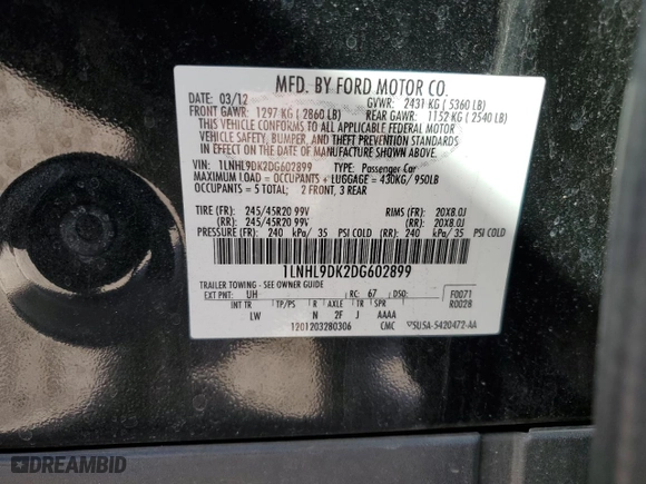 2013 Lincoln MKS with VIN 1LNHL9DK2DG602899, listed as a Copart auction lot 48201745 with 73,911 mi miles and Salvage Title. Bid and sale history available at carsss.com. Image 15.