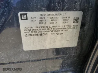 2014 Chevrolet Cruze LS with VIN 1G1PB5SH6E7481792, listed as a Copart auction lot 48857475 with 122,821 mi miles and Salvage Title. Bid and sale history available at carsss.com. Image 14.