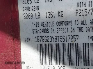 1996 Dodge Dakota с VIN 1B7GG23Y8TS617257, выставлен на аукционе IAAI как лот 42475399 с пробегом 268 780 миль миль и . История ставок и продаж доступна на DreamBid. Изображение 9.