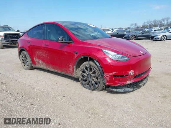 2023 Tesla Model Y Long Range with VIN 7SAYGDEE6PA157652, listed as a IAAI auction lot 41866777 with 22,584 mi miles. Bid and sale history available at carsss.com. Image 1.