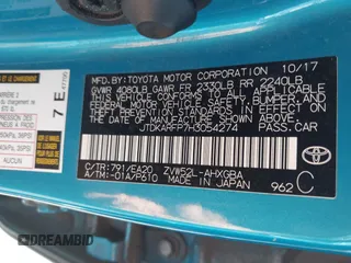2017 Toyota Prius Plus z VIN JTDKARFP7H3054274, wystawiony jako IAAI lot #41895306 z przebiegiem 137 414 mil mil oraz . Historia ofert i sprzedaży dostępna na DreamBid. Obrazek 9.