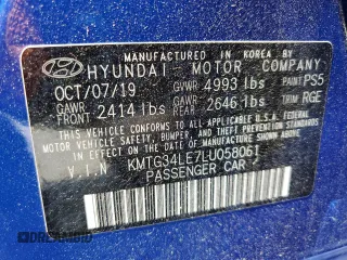 2020 Genesis G70 3.3T with VIN KMTG34LE7LU058061, listed as a Copart auction lot 57534815 with 76,885 mi miles and Salvage title. Bid and sale history available at DreamBid. Image 12.