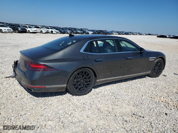 2023 Genesis G90 e-SC with VIN KMTFC4SD6PU027636, listed as a Copart auction lot 70834784 with 14,606 mi miles and Salvage Title. Bid and sale history available at carsss.com. Image 3.